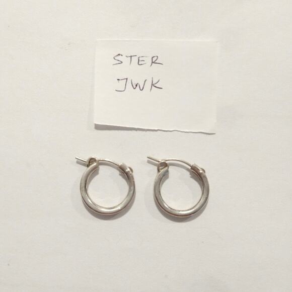 JWK 925 Sterling Silver Huggie Hoop Earrings Small Signed Women Girls Jewelry - Picture 9 of 11